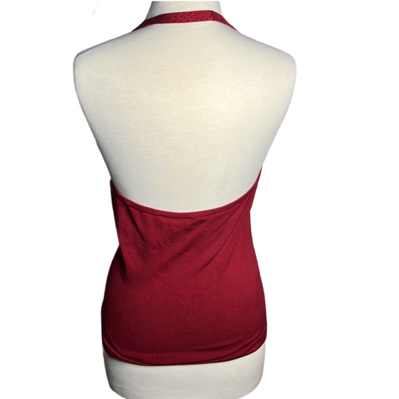 BCBG Red Sequin Halter Top Backless Knit Party Shirt Size M - Picture 2 of 2